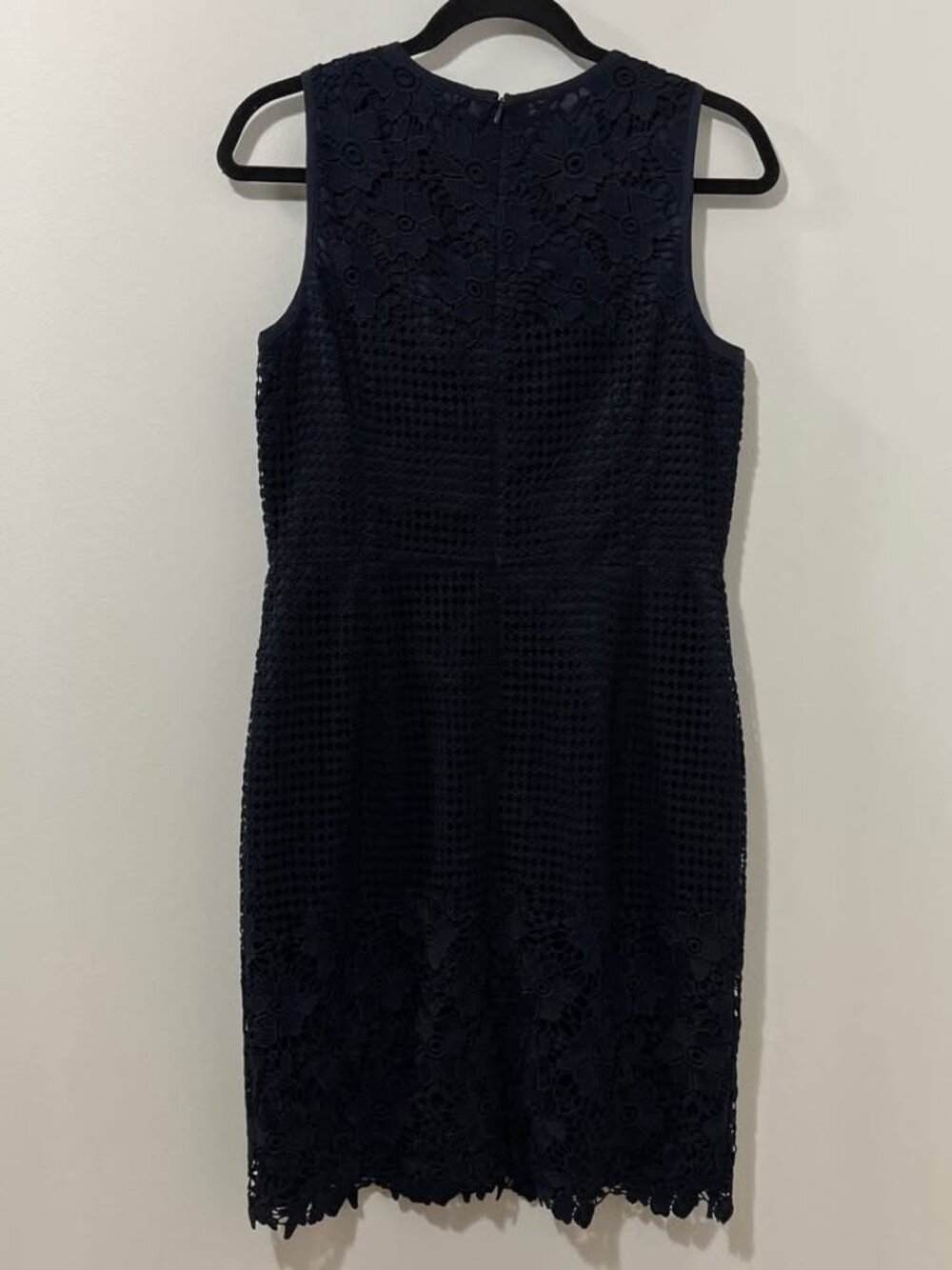 Ann Taylor Navy Floral Lace Semi Formal Knee Length Sleeveless Dress [size 8] - Picture 7 of 10